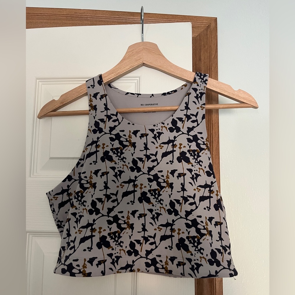REI Lilac and Dark Purple Patterned Crop Top